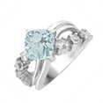 thumbnail image 2 of Sterling Silver with Natural Aquamarine and White Topaz Halo Ring, 2 of 3