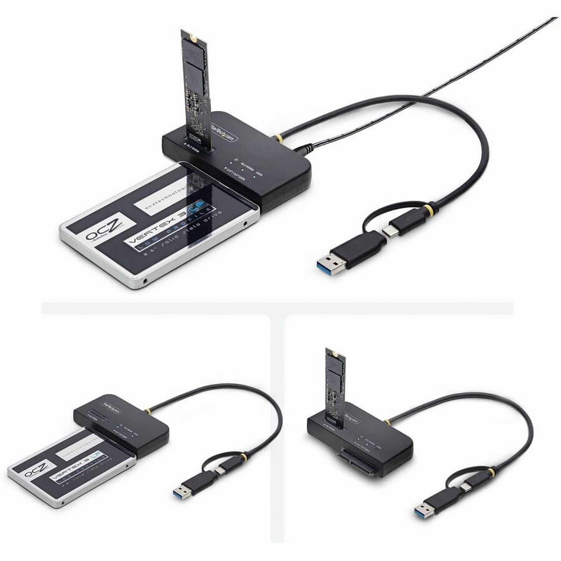 StarTech USB-C/USB-A to M.2 NVMe and 2.5in/3.5in SATA Adapter, 10Gbps, Tool-Free External SSD Hard Drive Reader, B+M/M-Key