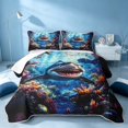 thumbnail image 2 of Erosebridal Ocean Shark Twin Quilt Set, Sea Fish Twin Coverlet Set, Black Reversible 2 Pieces, 1 Bedspread and 1 Pillowcase, 2 of 7