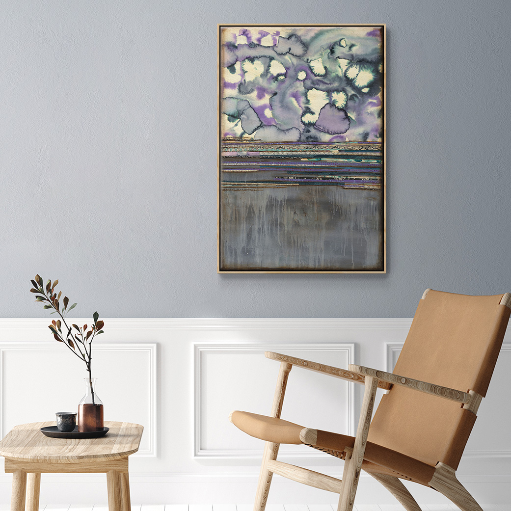 Fireworks Framed Premium Gallery Wrapped Canvas - Ready to Hang - 17 x 25 - Natural Wood Floating Frame
