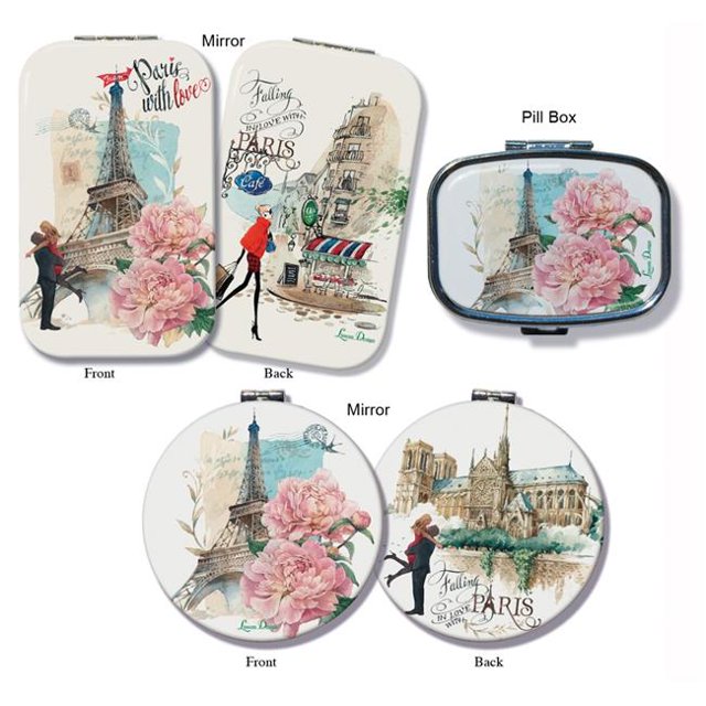 Lissom Design W61071 3 Paris with Love Mirror & Pill Box Set