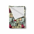 thumbnail image 2 of Space Soft Flannel Fleece Throw Blanket, Geometric Grid Design with Stripes Dots Retro Background Robot Pattern, Cozy Plush for Indoor and Outdoor Use, 50" x 70", Multicolor, by Ambesonne, 2 of 6