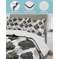 thumbnail image 3 of Twin XL Quilt Bedding Set, Black Geometric Moroccan Reversible Summer Quilt 3 Pieces, Abstract Art Grey Ombre Modern Lightweight Bedspreads Coverlets with 2 Pillow Shams for All Seasons, 3 of 5