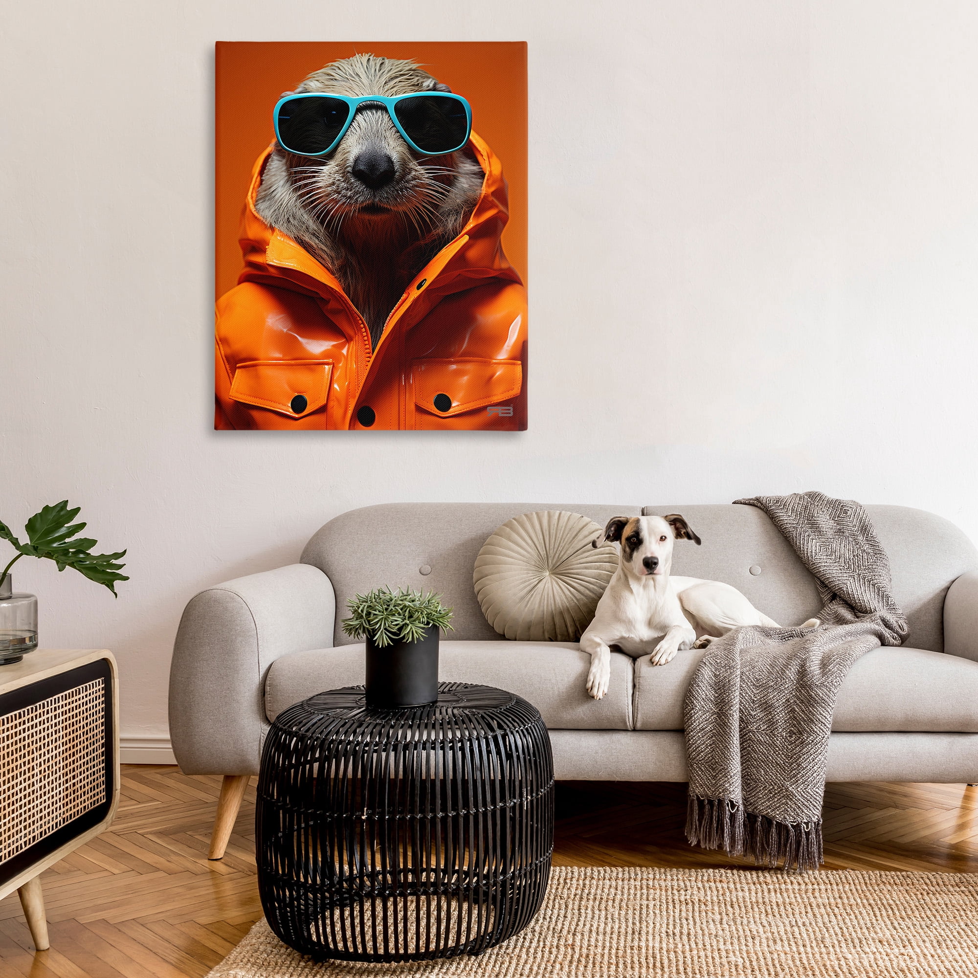 Stupell Industries Trendy Otter with Glasses Animals & Insects Painting Gallery Wrapped Canvas Art Print Wall Art, 36 x 48