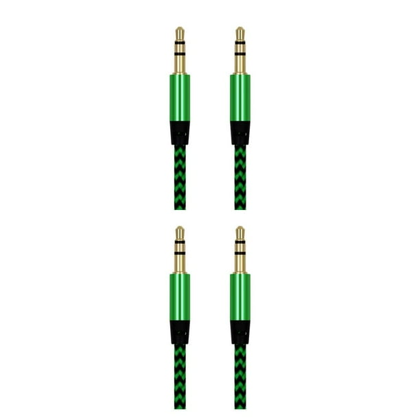 Tholdsy 3.5mm a cable reproductor de música cable auxiliar teléfono inteligente estéreo cable de audio portátil sonido del coche accesorio Verde 2Conjunto