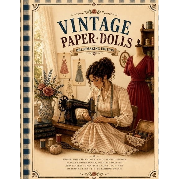 Aged Vintage Paper Dolls Collection by C Vintage Paper Dolls: Dressmaking Edition: Elegant Vintage Fashion Paper Dolls with Timeless Dresses, Sewing Atelier Styl, (Paperback)