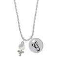 thumbnail image 1 of Delight Jewelry Silvertone Clear Frosted Baby Rattle Silvertone Script Initial Disc - G - Charm Necklace, 20"+3", 1 of 4