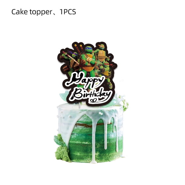 Suministros para fiesta de cumpleaños de las Tortugas Ninja mutantes adolescentes, pancarta desechable, adorno para tarta, bandera colgante, juego de globos, decoraciones de cumpleaños
