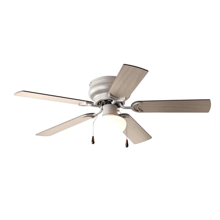 MAINSTAYS 44 INCH HUGGER INDOOR CEILING FAN WITH LIGHT KIT, SATIN NICKEL, 5 BLADES, REVERSE AIRFLOW
