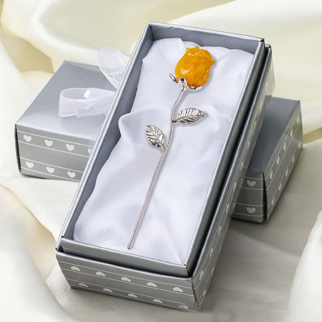 Danhjin Crystal Rose Natural Crystal Raws Semi Gemstones Rose Decoration Valentine's Day Wedding Gift Crystal Handicrafts Gift Table Decor