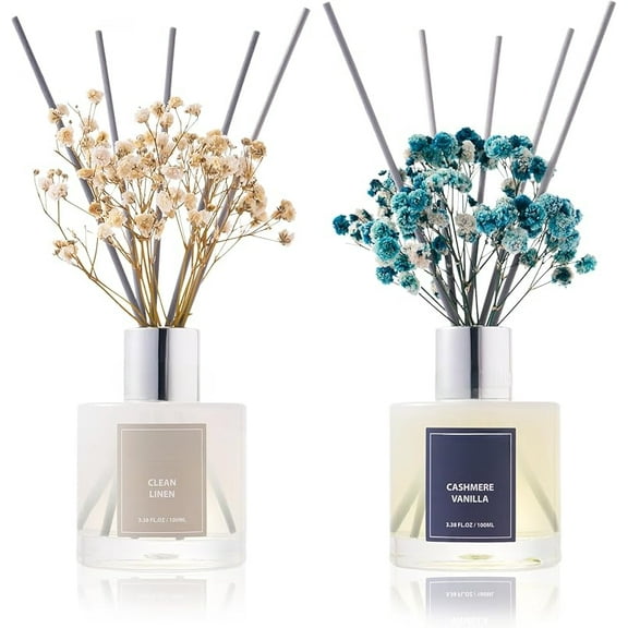Reed Diffuser Set,3.38 fl oz (100 ml) - Clean Linen Oil Diffusers with 8 Reed Sticks,Home Fragrance Reed Diffuser for Bathroom Shelf Decor
