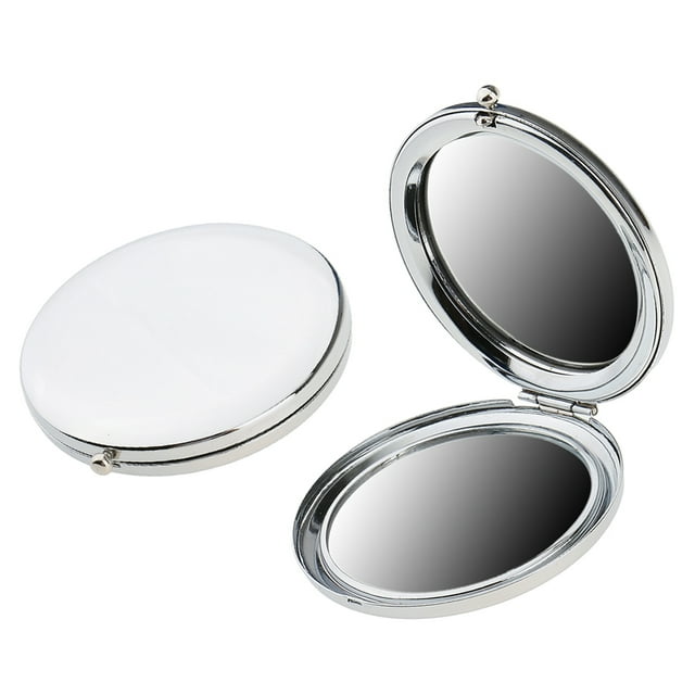 HILABEE 2x Travel Folding Metal Mirror Pocket Handbag Compact Comestic Makeup Mirror