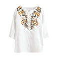 thumbnail image 2 of WCJM Tight Shirts for Women Womens Tops 3/4 Sleeve V Neck Button Down Shirts Business Casual Outfit Basic Tees Summer Top 2026 Blouses for Women Business Casual, 2 of 2