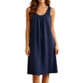 thumbnail image 2 of ZyeKqe Womens Nightgown Sleeveless Crewneck Chest Pleated Casual Sleep Shirts Lightweight Loose Comfy Midi Dress, 2 of 6