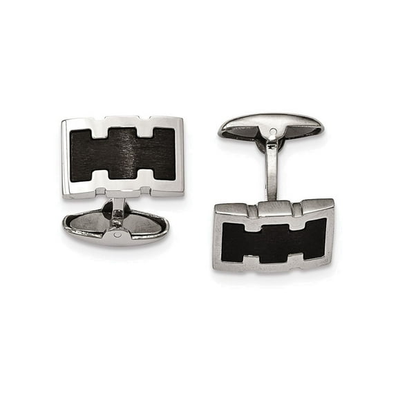 Stainless Steel Brushed/Polished Black IP Plated Cuff Links