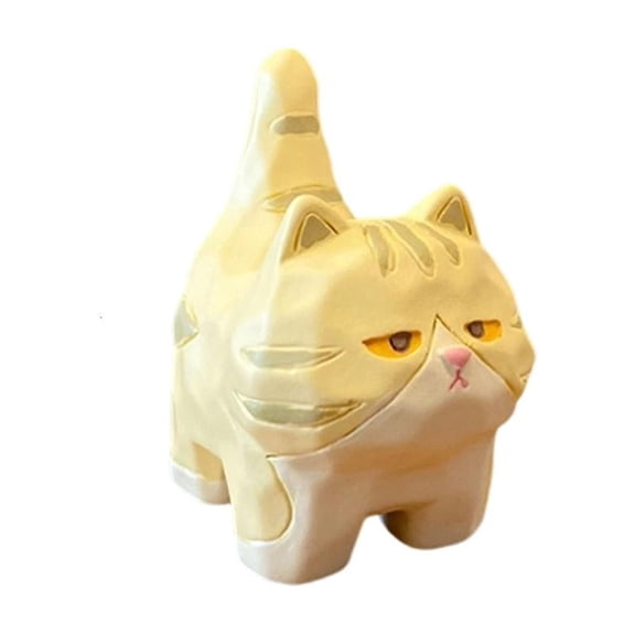 Yihuala Unique Resin Cats Sculpture Imitation Wood Carving Design Miniature Kitten Figurine for Birthday Holiday Present