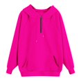 thumbnail image 2 of Yokua Women's Oversized Hooded Quarter Zip Long Sleeve Sweatshirt Fashion Solid Color Pullover, 2 of 9