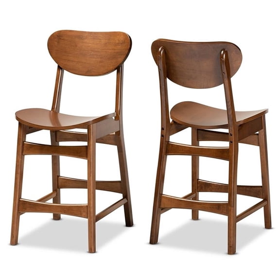 Baxton Studio Katya Brown Finished Wood 2-Piece Counter Stool Set