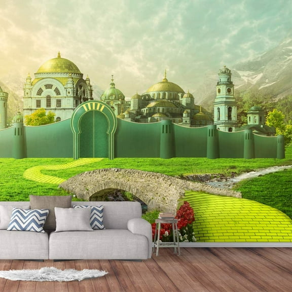 Idea4wall 6pcs Dream Castle Peel and Stick Wallpaper Removable Wall Murals Large Wall Stickers for Home Decoration, 100"x24"