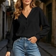 thumbnail image 6 of Sevevn Women's V Neck Half Button Sweatshirt Long Sleeve Loose Pullover Top with Front Pocket Black L, 6 of 9