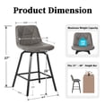 thumbnail image 3 of ClinQ 26 inch Swivel Counter Height Bar Stool Set of 2, Faux Leather Seat with Metal Legs and Back, Grey, 3 of 6