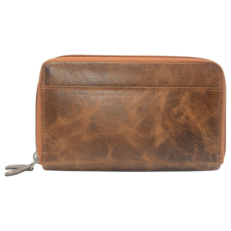 Men Business Clutch Bag Double Zipper Large Capacity Leather Wallet Card  Holder