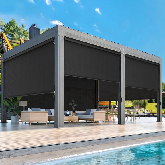 CozyHome Outdoor Roller Shade 6' x 6', Cordless Patio Shade with Crank Handle, 95% UV Protection, Aluminum Privacy Sun Shade for Patio, Black