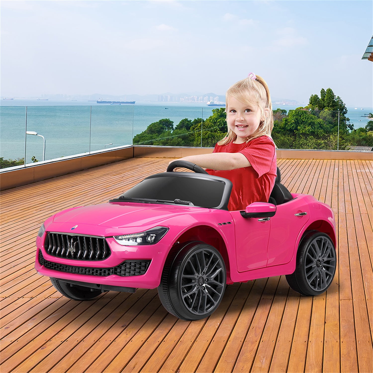 CIPACHO 12V Kids Ride On Car with 2.4G Remote Control,Battery Powered Electric Ride On Vehicle Double Doors, Pink