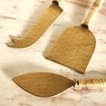 thumbnail image 2 of 3 piece Cheese Knife Set - Rattan-wrapped handles - Hammered Gold Blades - Charcuterie Board Essentials - Cheese Tools - Bridal Shower Gift, 2 of 5