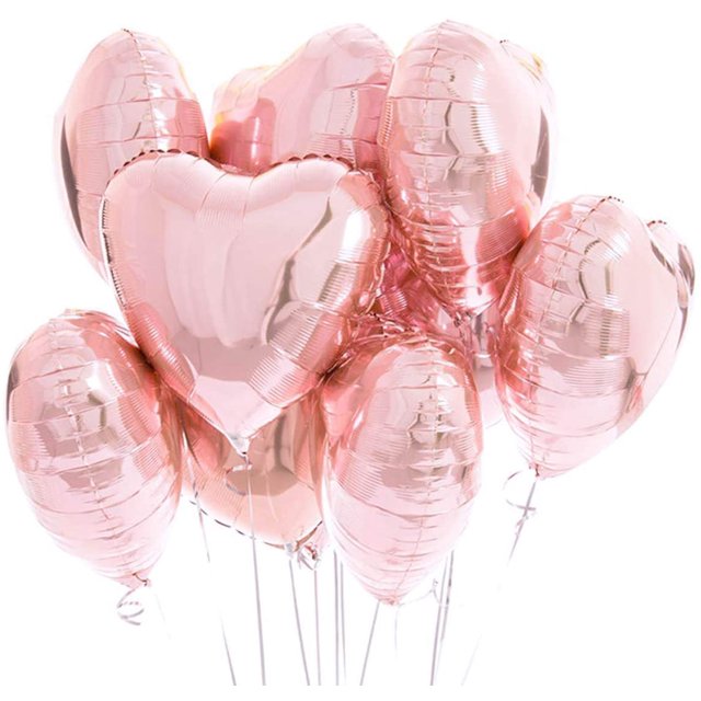 20 piezas globos de corazón de oro rosa, decoración romántica de helio y oro rosa para el Día de San Valentín, compromiso y decoración de boda