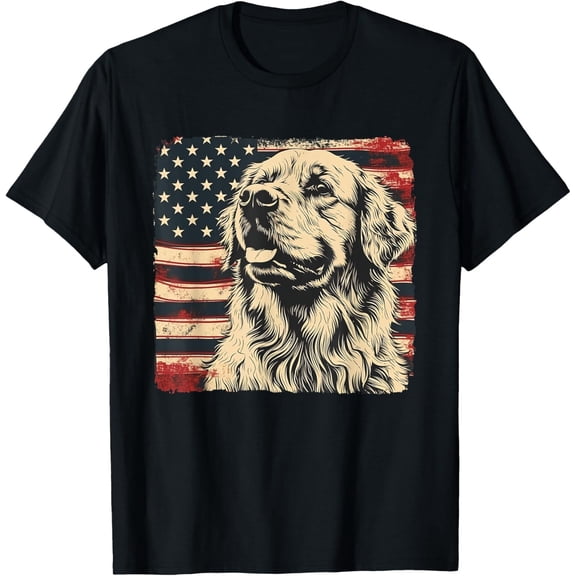 Golden Retriever American Flag 4Th Of July Vintage T-Shirt All Size S-5Xl
