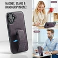 thumbnail image 4 of for iPhone 16 Phone Case, Vintage Magnetic Finger Hand Wrist Strap Kickstand Shockproof Protective PU Leather Thin Fit Anti-Scratch Cover Compatible with iPhone 16, Purple, 4 of 6