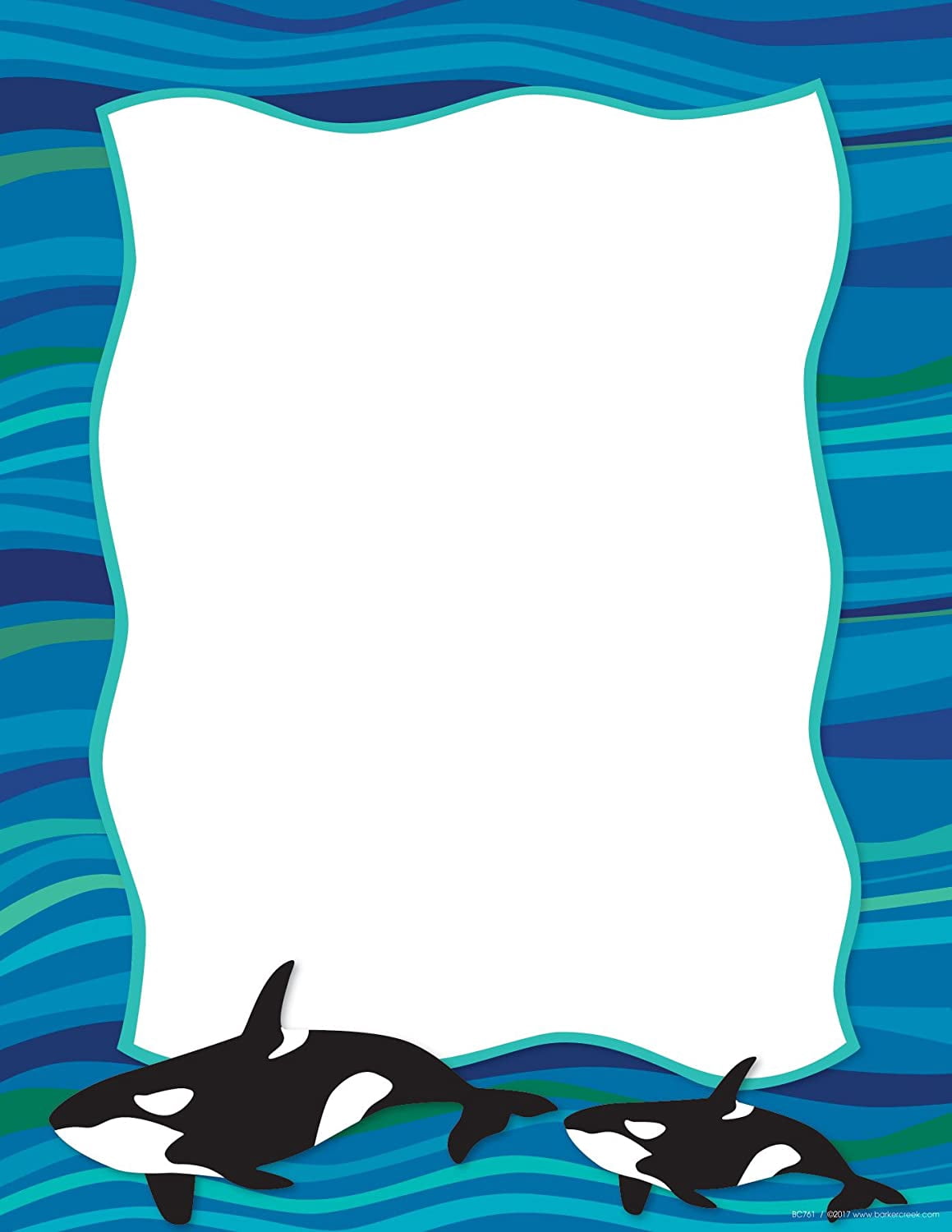 Barker Creek Get Organized Office Kit, Sea & Sky Whales, with 12 Coordinating Designer File Folders, 50 Sheets of Colorful Computer Paper, and 45 Versatile Self-Adhesive Labels/Name Tags (121)