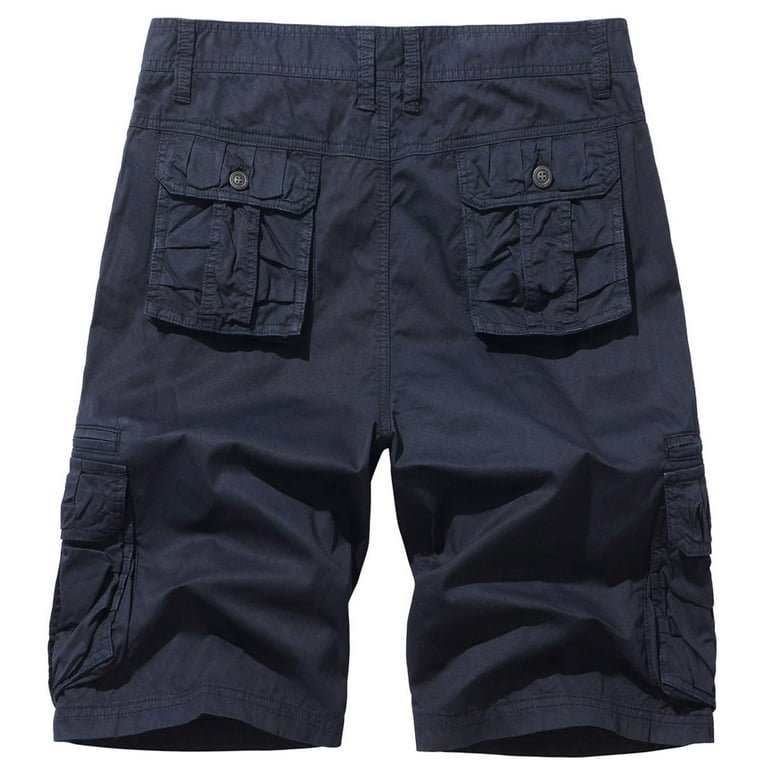 FEDTOSING Men's 3/4 Long Capri Shorts Casual Elastic Waist Cotton Relaxed  Fit Cargo Shorts Black 