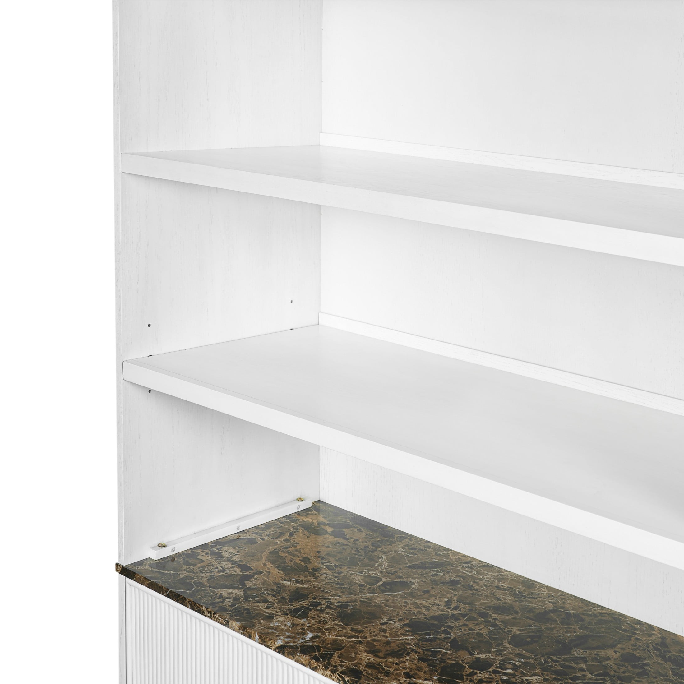 Christopher Knight Home 91" Bookcase Storage Cabinet with Display Shelves and Fluted Doors, White