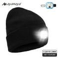 thumbnail image 7 of Unisex Beanie Hat with LED Light-AYAMAYA Acrylic Cap with USB Rechargeable Headlamp for Outdoor Hunting Camping Knitted Winter Warm Hats with Adjustable Brightness Bright Head Lamps for Men(Black), 7 of 7
