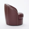 thumbnail image 4 of Noble House Leather Swivel Accent Chair, 360° Spin Mid-Century Modern Lounge Chair for Living Room, Dark Red, 4 of 6