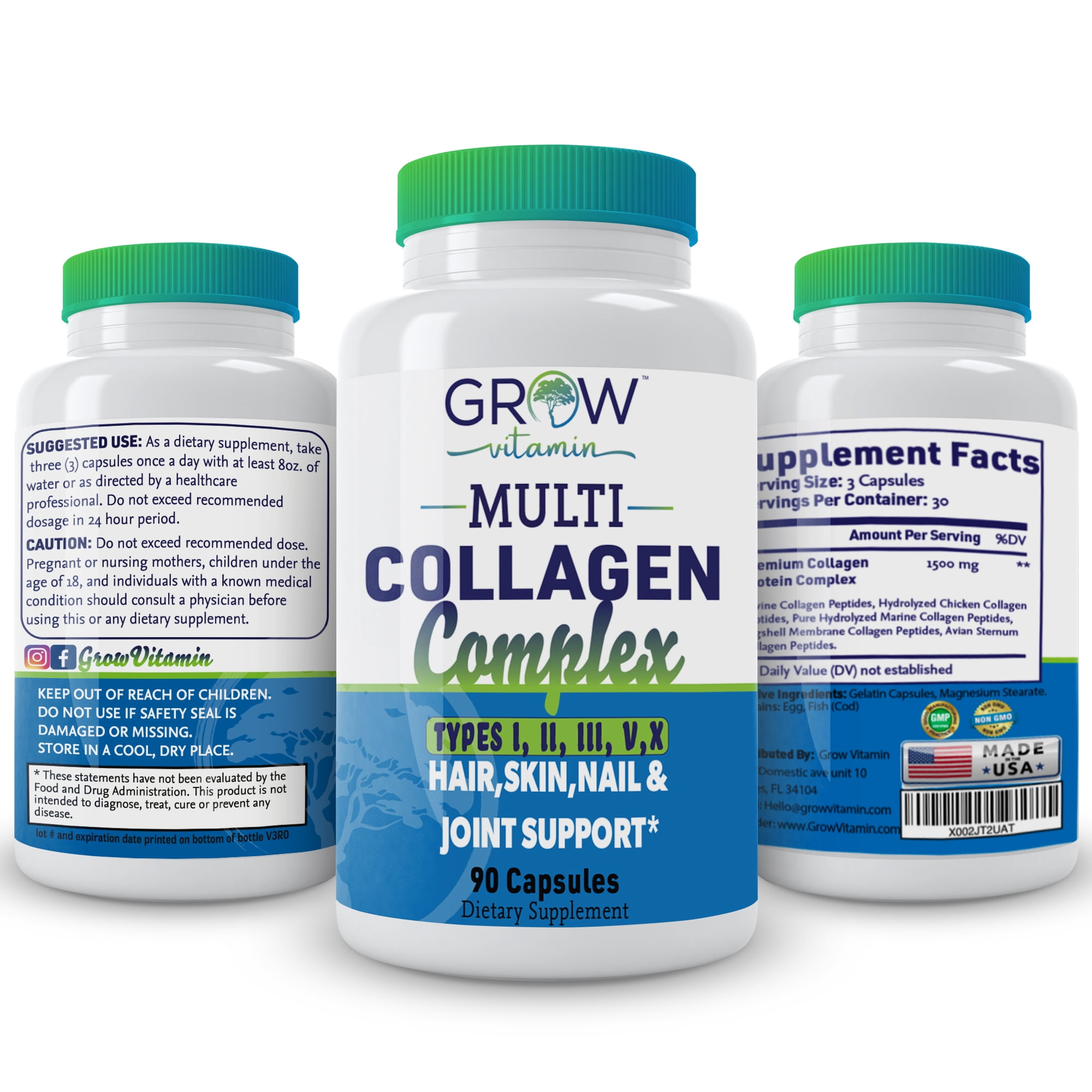 Multi Collagen Pills (Types I, II, III, V & X) - Collagen Peptides ...