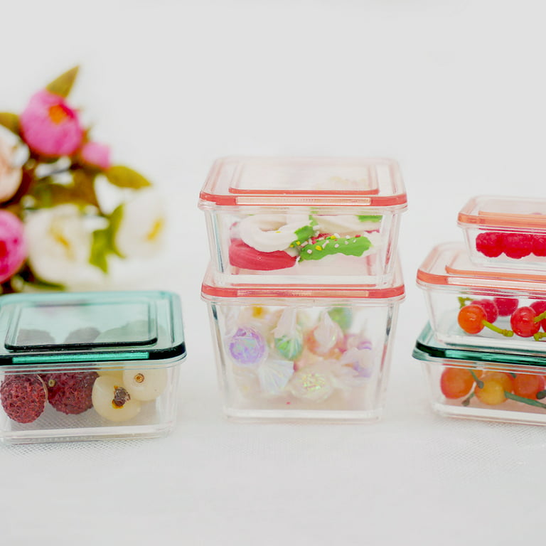 HIABIO 9 Pcs 1:12 Dollhouse Accessories Mini Plastic Fresh-keeping Box with  Lid Miniature Food Storage Container for Case for Doll Scene Decorations 