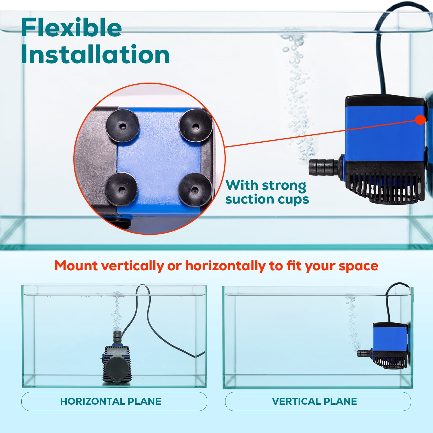 320 GPH Ultra-Quiet Adjustable Submersible Water Pump (Black) for Aquariums, Fish Tanks & Fountains – Energy-Efficient Flow Control, Compact Design, Reliable Water Circulation Pump