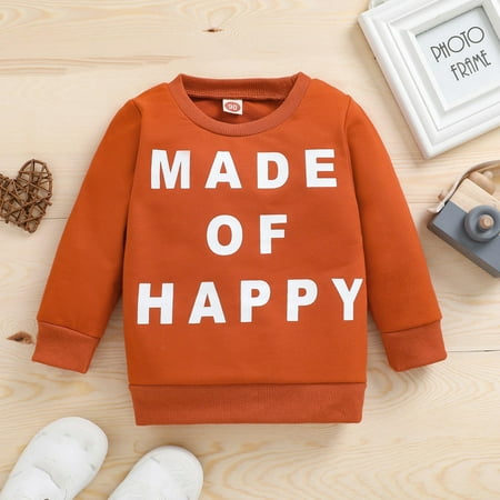 

CHGBMOK Clearance Autumn Winter Boys Girls Children s Clothes Long Sleeve Letter Printing Pullover Tops