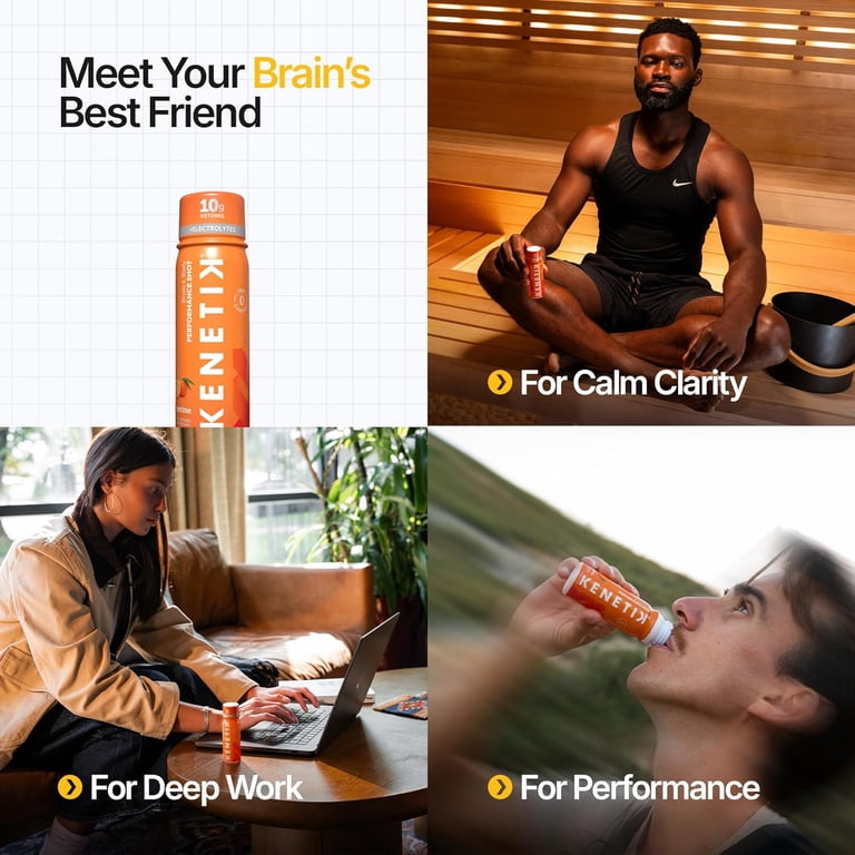 KENETIK Caffeine-Free Focus Shots – Brain Fuel for Mental Clarity