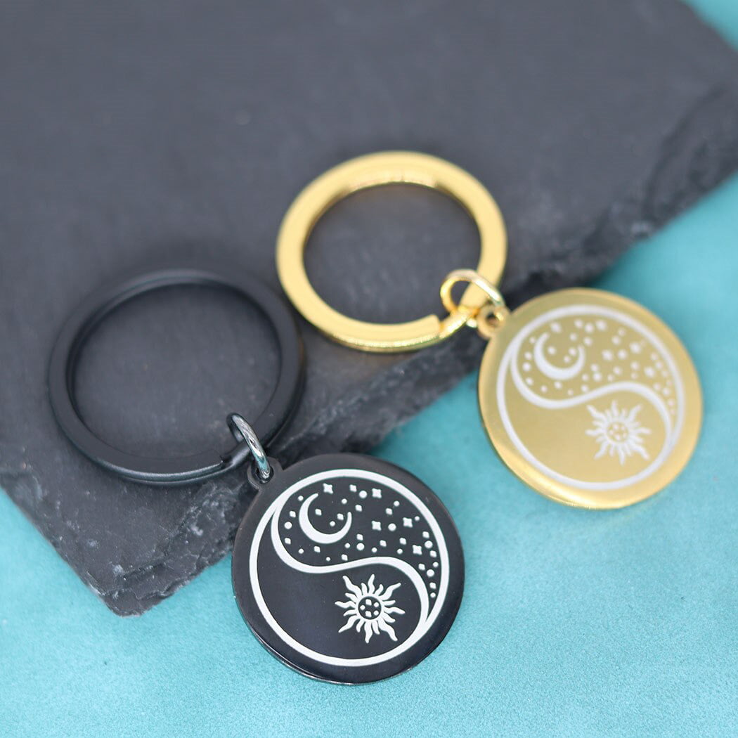 Nedar Stainless Steel Sun And Moon Keychain For Women Yin And Yang  Celestial Key Chain Statement Jewelry Keyring Pendants Gift 