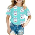 thumbnail image 1 of HNMKIU Hauts Décontractés Tendance pour Filles pour Pâques T-Shirt Imprimé à Manches Courtes Ample pour Enfants Design Col Rond Confortable Usage Quotidien, 1 of 3