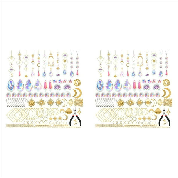 400 Atrapasoles de Cristal, Atrapasoles con Cristales, Kits de Manualidades para Adultos, con Creador de Arcoíris, Prisma y Colgantes Dorados