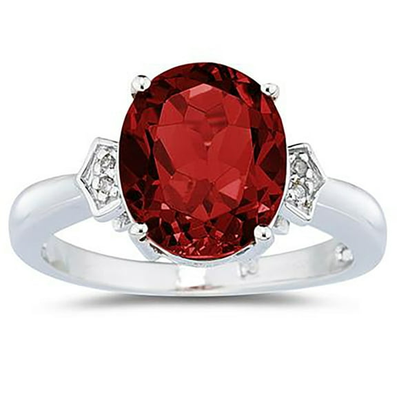 SZUL Women's Garnet and Diamond Ring in 10k White Gold