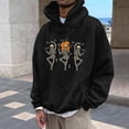 thumbnail image 2 of Men's Hoodie Pumpkin Skull Hoodie Sweatshirt Halloween Partial Casual Pullover Top Crewneck Sweatshirt Men Black XL, 2 of 4