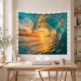 thumbnail image 5 of Curling Ocean Wave at Golden Hour Sunset, Dramatic Coastal for Beach Lovers, Photorealistic Surfing Wall Art, Housewarming Gift, Tapestry Wall Hanging for Bedroom and Living Room, 5 of 7
