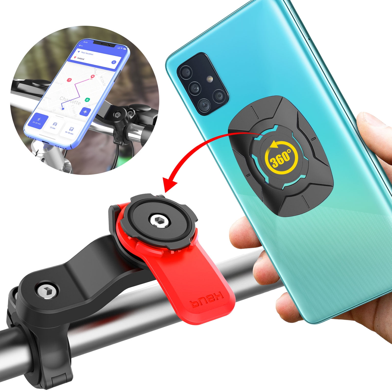 Bike Phone Mount, EEEkit Universal Bike Cell Phone Holder, 360° Rotatable, Bicycle Phone Mount Compatible with iPhone 13, 12, Pro, Samsung Galaxy, 4.7''~7.2'' Cellphones