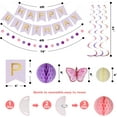 thumbnail image 5 of Birthday Party Decorations for Women Girl- Purple Happy Birthday Banner with Honeycomb Ball, Butterflies Hanging Swirl Streamer, Circle Dot Garland Decoration, 5 of 7